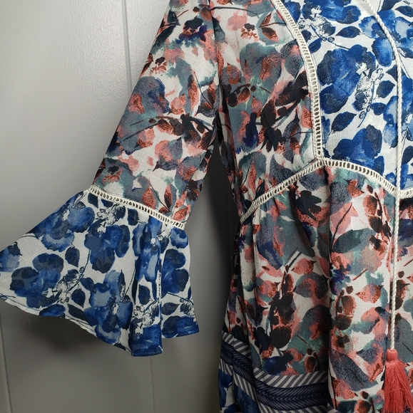 Vintage America Blue and Pink Floral Blouse - Picture 5 of 12